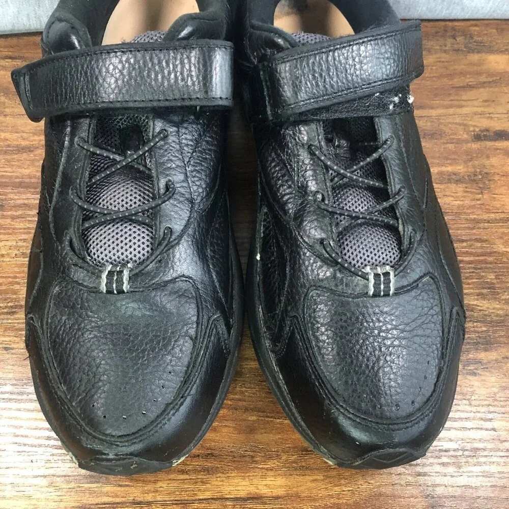 Dr. Comfort Winner Men Size‎ 12 Diabetic Hook Loop Black Leather Shoes Sneakers